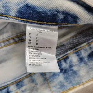 American Eagle Womens Shorts 31" Blue Denim Acid Wash Distressed Cut Off Bermuda thumbnail 2