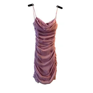 Oh Polly Dusty Pink Cowl Neck Ruched Mesh Mini Dress US size 4 New thumbnail 2