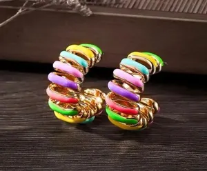 Colorful Bohemian Ethnic Style Studs Earrings For Women Fashion Jewelry Colorful thumbnail 1
