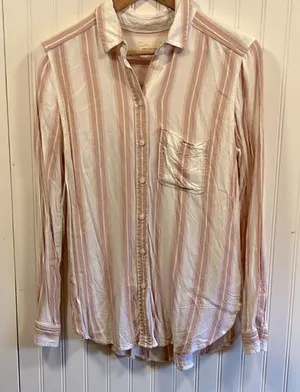 American Eagle striped boyfriend fit button down shirt thumbnail 1
