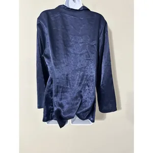 Victoria's Secret‎ Satin Button Up Long Sleeve Top Navy Blue Size M thumbnail 4