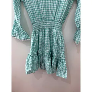 Walker & Wade MIa Mint Green Gingham Smocked‎ Mini Dress XS Cottagecore Coastal thumbnail 4