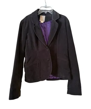 Ralph Lauren Polo Vintage 80s‎ Black Velvet Two Button Jacket Women's Size M thumbnail 1