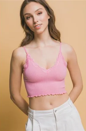 nwt Love Tree‎ Seamless Lace Detail Cropped Cami thumbnail 1
