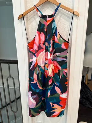 Trina Turk NWT Tropical Floral Halter Shift Dress Size 6 Resort Vacation thumbnail 2