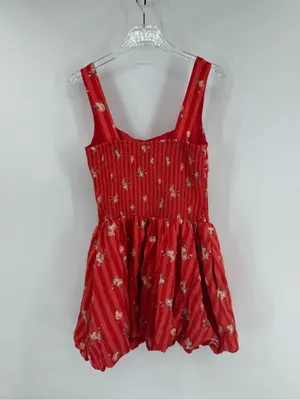 Anthropologie red‎ striped mini dress size medium thumbnail 3