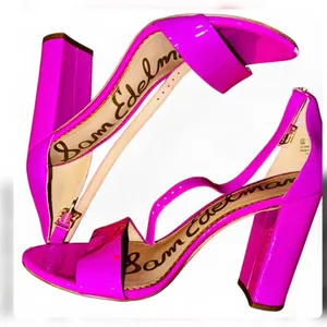 Sam Edelman Hot Pink Patent Ankle Strap Heels Barbiecore Statement Sandals 8M thumbnail 1