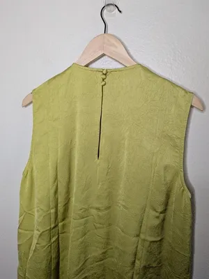 Baum Und Pferdgarten Sleeveless Ruffle Front Satin Dress Dark Citron Size 44 EU thumbnail 7