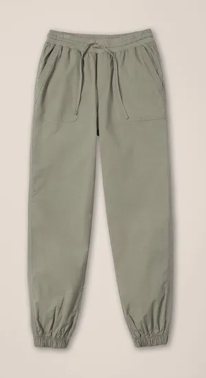 Pact Womens Stretch Poplin Joggers Cotton Blend Pants Shadow Light Green Small thumbnail 1
