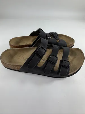 Betula by Birkenstock Black 3‎ Strap Sandals EU 39 US 8.5 Cork Footbed thumbnail 6