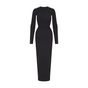 SKIMS Fits Everybody crew Neck long sleeve Dress, BLACK, Size Medium, $88 thumbnail 4