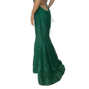 2010s Studio 17 12802 Emerald Beaded Lace Mermaid Prom Gown Open Back Size 8 thumbnail 10