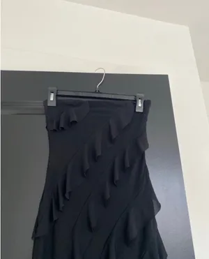 Long black ruffled dress thumbnail 7
