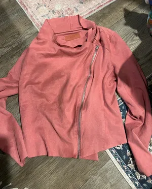 BlankNYC Rare Blush Pink Suede Moto‎ Jacket M thumbnail 1