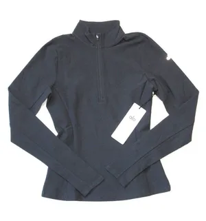 NWT Alo Alosoft 1/2 Zip Rapid Pullover in Anthracite Solid Stretch Fitted Top S thumbnail 1