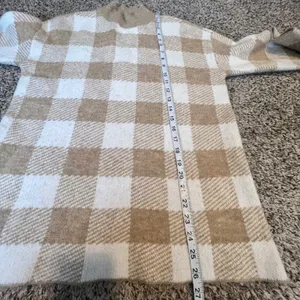 LOFT Women's Beige White Buffalo Check Mock Neck‎ Sweater Size S thumbnail 5
