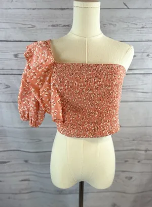 BILLABONG x Salty Blonde Blouse Large One Shoulder Top Shine On Cropped Crop thumbnail 1