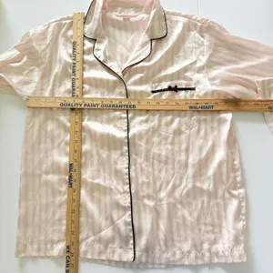 Rare VTG Y2K Victoria's Secret Pink Satin Striped Pajama Set Drawstring M -Stain thumbnail 7