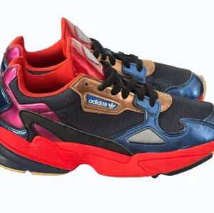 Adidas Originals Falcon Collegiate Navy Blue Red Sneakers Women’s Size 8 thumbnail 1