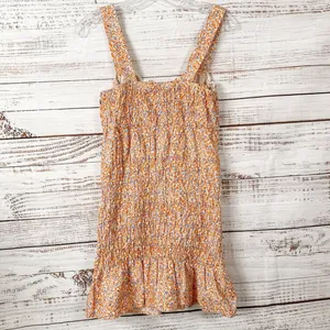 Zara Floral Ditsy Orange Lilac Smocked Sleeveless Minidress, EUC, Size Medium thumbnail 12