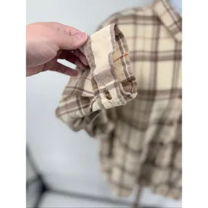 Dizzy Lizzy Plaid Flannel Button Down Shirt Large Cream thumbnail 8