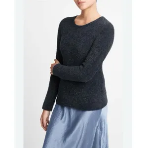 Vince Women’s Metallic Lurex Soft Eyelash Pullover Obsidian Black Sweater MEDIUM thumbnail 2