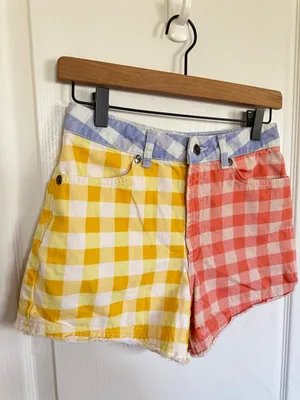 Farm Rio Anthropologie Gingham Two-Tone Shorts thumbnail 4