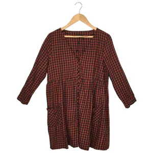 Zara Women Over Sized Long Sleeve Christmas Plaid Pocket Red M thumbnail 2