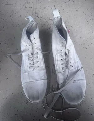 Divided H&M cream ivory canvas lace military boots womens size 12/ 45 thumbnail 1