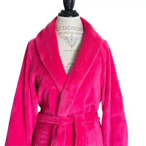 Victoria's Secret Cozy Plush Robe Vibrant Hot Pink Color Matching Fabric Belt XL thumbnail 2