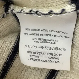 J Crew Cream Black Striped V Neck Sweater Size Medium Womens Wool Blend thumbnail 6