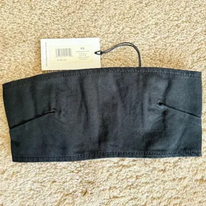 WeWoreWhat Smocked Black Bandeau Top Zip Hook Eye Back Closure‎ Sz XS NWT thumbnail 4