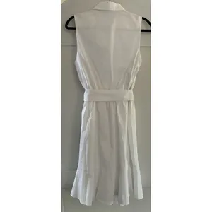 Express White Sleeveless Button Down Shirt Dress Tie Waist Belt Ruffle Sz S thumbnail 4