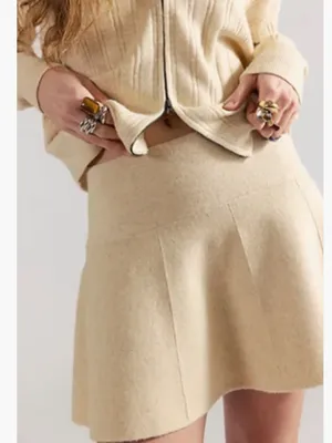 NWT Free People Beige Quincy Knit Mini Skirt Set thumbnail 3