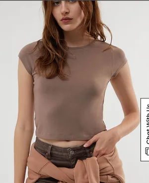 PS Basics by Pacsun Nicole Baby Short Sleeve Crew Neck Brown T-Shirt Medium Y2K thumbnail 1