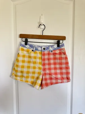 Farm Rio Anthropologie Gingham Two-Tone Shorts thumbnail 3