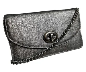 Coach Metallic Silver Convertible Crossbody Clutch thumbnail 1