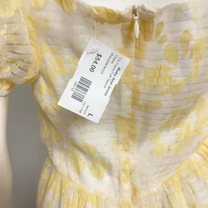 Storia Ruby & Jenna Tie Front‎ Puff Sleeve Dress Lemon Size Large Fairycore Open thumbnail 7