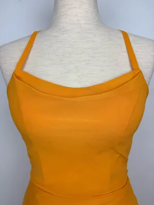 STACEES Open Back Marigold Bridesmaid Formal Evening Wedding Gown Size 0 thumbnail 6