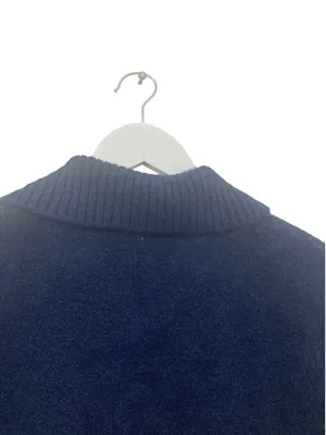ZARA Navy Blue Cropped Knit Sweater Size S Wool Blend Soft Boxy Pullover thumbnail 7