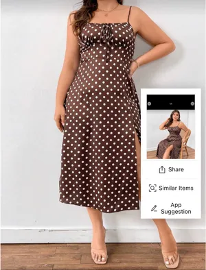 SheIn Brown and cream polka dot dress thumbnail 4