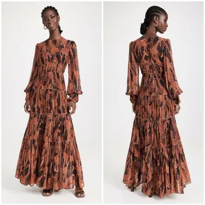 💕FARM RIO💕 Giraffes Black Puff Sleeve Maxi Dress ~ Giraffe Print Small S NWOT thumbnail 8