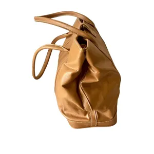 Womens Vegan Leather Tote Tan thumbnail 3