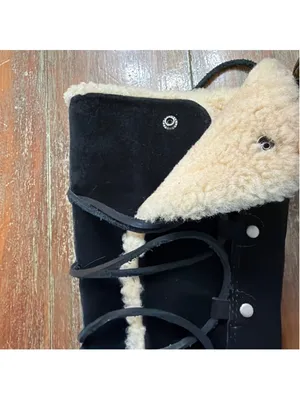 ⁠UGG Australia Y2K Surfcat 5158 Black Suede Side Lace Tall Shearling Boots Sz 5⁠ thumbnail 6