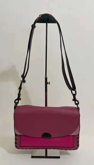 COACH Dreamer True Pink Colorblock Whipstitch Leather Shoulder Bag 76034 thumbnail 1