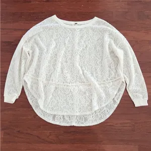 Free People Lace Floral Knit Not Cold In This Top, Ivory,‎ Size Small thumbnail 4
