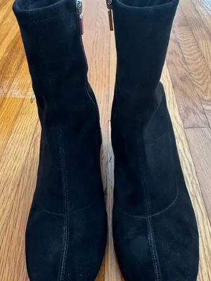 A New Day Black faux Suede Mid-Calf Block Heel round toes Boots, size 8.5 thumbnail 3