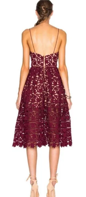 Self-Portrait Azalea Dress Burgundy, S (US 6, UK 10) thumbnail 2