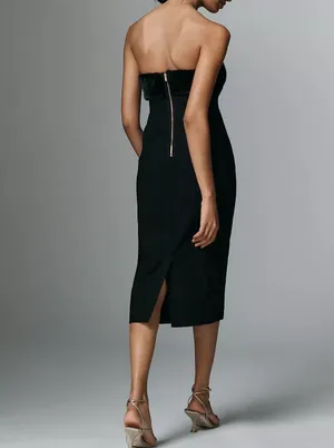 Anthropologie Strapless Faux Fur Trim Slim Midi Dress, Size M thumbnail 5