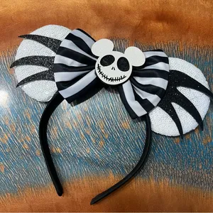 Disney Nightmare Before Christmas Black white Mouse ears Jack Skellington thumbnail 1